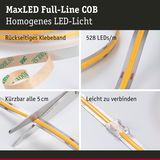 MaxLED Full-Line COB LED-Streifen mit 528 LEDs/m, selbstklebend, alle 5 cm kürzbar, einfach verbindbar