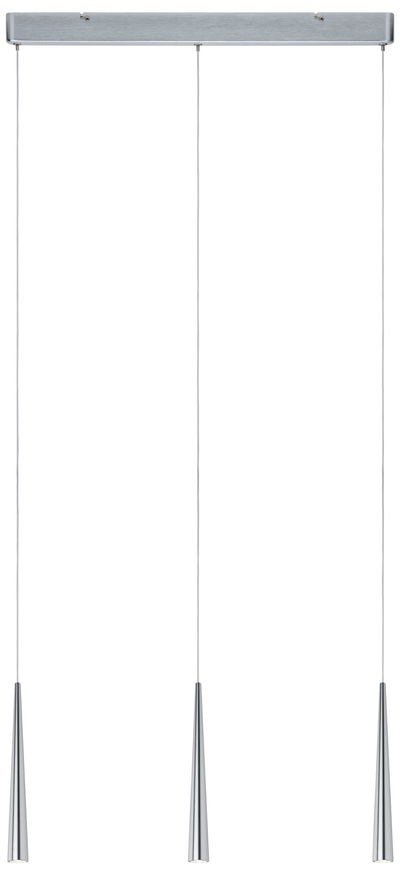 Three-light pendant lamp in brushed silver aluminum for modern indoor lighting