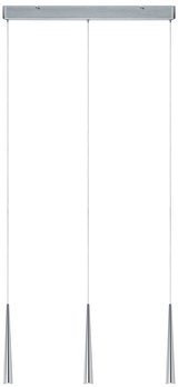 Three-light pendant lamp in brushed silver aluminum for modern indoor lighting