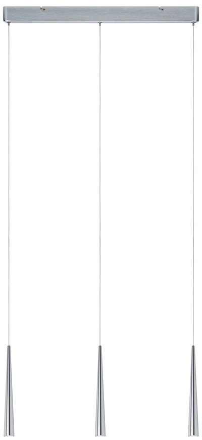 Three-light pendant lamp in brushed silver aluminum for modern indoor lighting