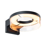 Modern LED wall light with black metal and warm white ring light for stylish indoor lighting