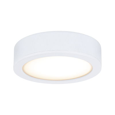 Ronde witte metalen LED-plafondlamp met warm wit licht voor moderne interieurs
