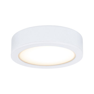 Ronde witte metalen LED-plafondlamp met warm wit licht voor moderne interieurs