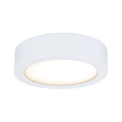 Plafonnier LED rond en métal blanc avec lumière blanche chaude pour intérieurs modernes