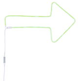 Grüner LED-Neonpfeil aus flexiblem Material mit weißem Kabel und Steuerung für dekorative Beleuchtung