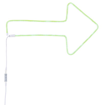 Green LED arrow light with white controller and cable for decorative lighting use