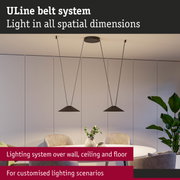 Modern ULine Belt System with black pendant lights over dining table for custom lighting scenarios