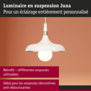 Luminaire suspendu Juna blanc mat avec ampoule décorative sur fond de mur orange pour éclairage personnalisé
