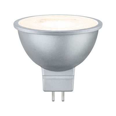 Silver LED spotlight with GU5.3 base, energy-saving LED technology for home lighting solutions