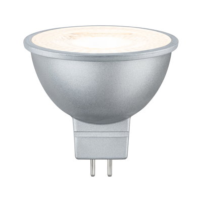 Silver LED spotlight with GU5.3 base, energy-saving LED technology for home lighting solutions