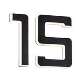 Modern black solar house numbers 1 and 5 with white LED lighting for outdoor use.