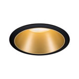 Ronde inbouw-LED-lamp met zwarte rand en gouden reflector voor moderne binnenverlichting