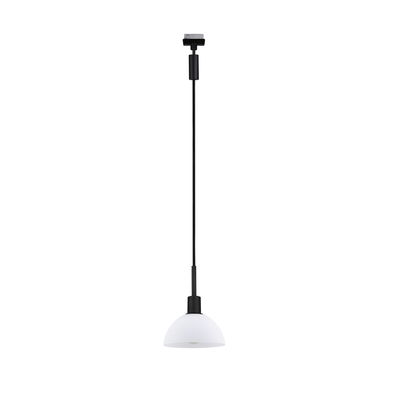 Modern pendant light with white glass and black cable for stylish indoor lighting