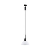 Moderne Pendelleuchte mit schwarzem Kabel und weißem Glas-Schirm für stilvolle Innenbeleuchtung