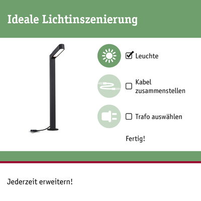 Schwarze LED-Außenleuchte mit modernem Design für Gartenbeleuchtung und energiesparende Lichtinszenierung