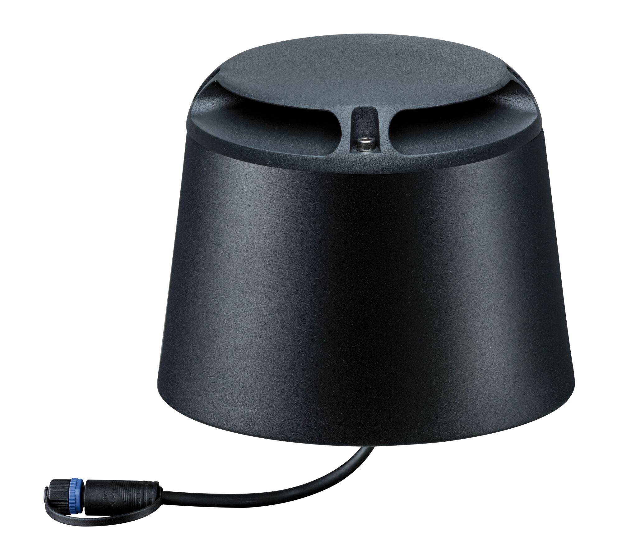 Black plastic housing with cable and connector for LED lighting systems