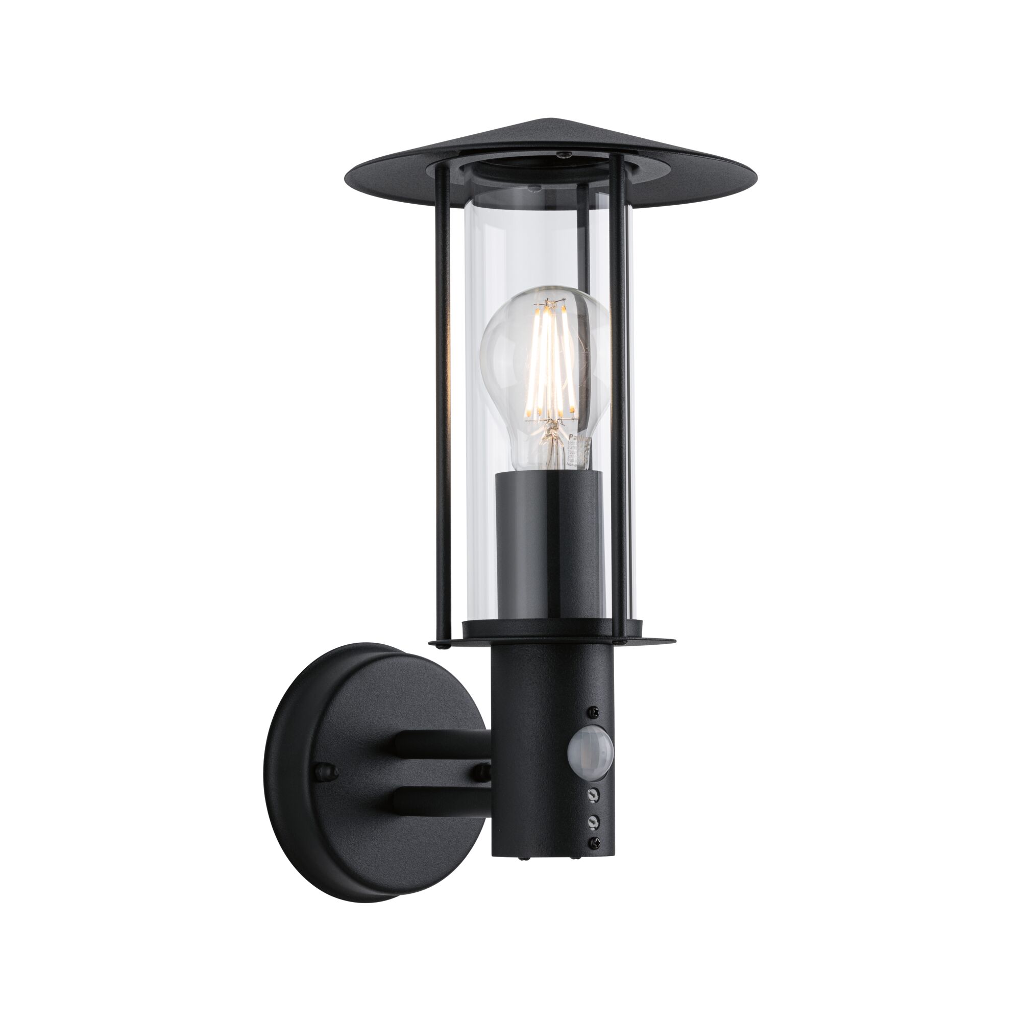 Udendørs vægarmatur Classic Bevægelsessensor IP44 173mm max. 15W 230V Mørkegrå Metal/Glas