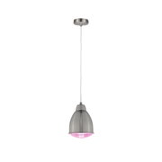 Moderne Pendelleuchte aus gebürstetem Metall mit rosa LED-Licht für stilvolle Innenbeleuchtung