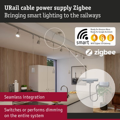 URail cable power supply Zigbee for smart lighting compatible with Amazon Alexa and Google Assistant
