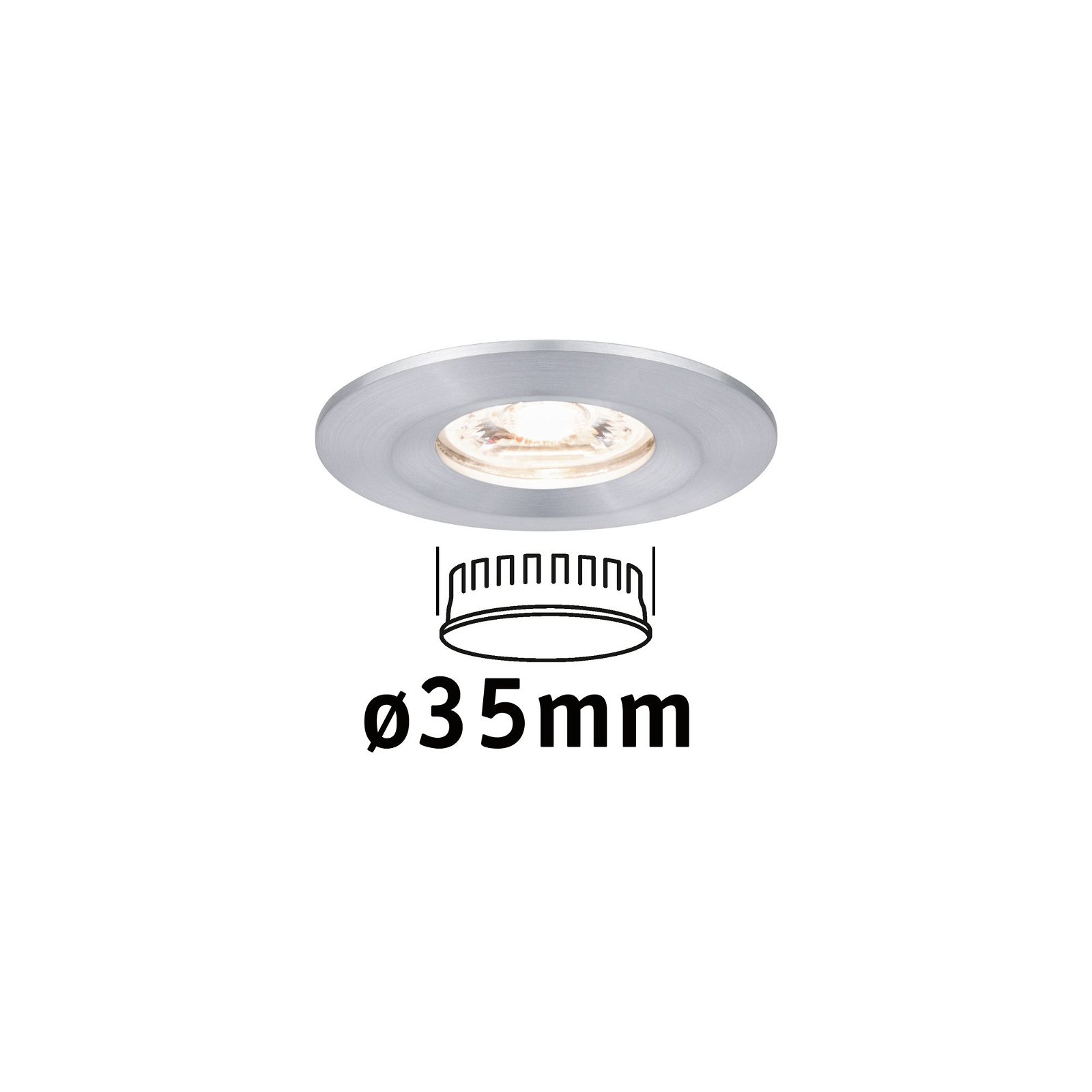 LED Einbauleuchte Nova Mini Coin Einzelleuchte starr IP44 rund 65mm Coin 4W 310lm 230V 2700K Alu gedreht