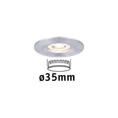 Ronde inbouwspot van geborsteld zilverkleurig aluminium met 35 mm diameter voor LED-verlichting