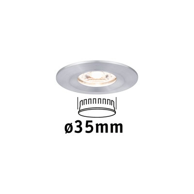Ronde inbouwspot van geborsteld zilverkleurig aluminium met 35 mm diameter voor LED-verlichting