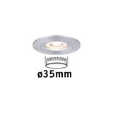 Round recessed spotlight in brushed silver aluminum, 35 mm diameter, suitable for LED lighting