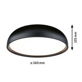 Runde Deckenleuchte aus schwarzem Metall mit weißem Diffusor, 360 mm Durchmesser, moderne LED-Beleuchtung