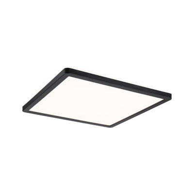 Flat square LED ceiling light with black frame and white diffuser for modern lighting solutions