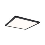 Flache quadratische LED-Deckenleuchte mit schwarzem Rahmen und weißem Diffusor für modernes Lichtdesign