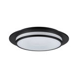 Runde LED-Deckenleuchte mit schwarzem Metallrahmen und weißem Diffusor für moderne Raumbeleuchtung