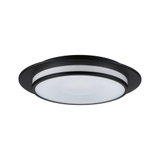 Round LED ceiling light with black metal frame and white diffuser for modern room lighting