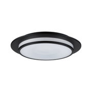 Runde LED-Deckenleuchte mit schwarzem Metallrahmen und weißem Diffusor für moderne Raumbeleuchtung