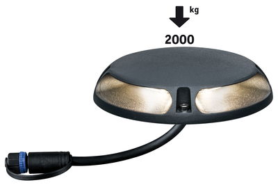 Durable black LED ground recessed light with cable, supports 2000 kg pressure for outdoor use