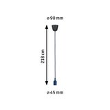 Câble de suspension bleu avec support de plafond noir, longueur 218 cm, diamètre 45 mm