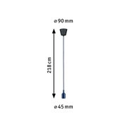 Blauer Pendelleuchten-Kabel mit schwarzer Deckenhalterung, Länge 218 cm, Durchmesser 45 mm