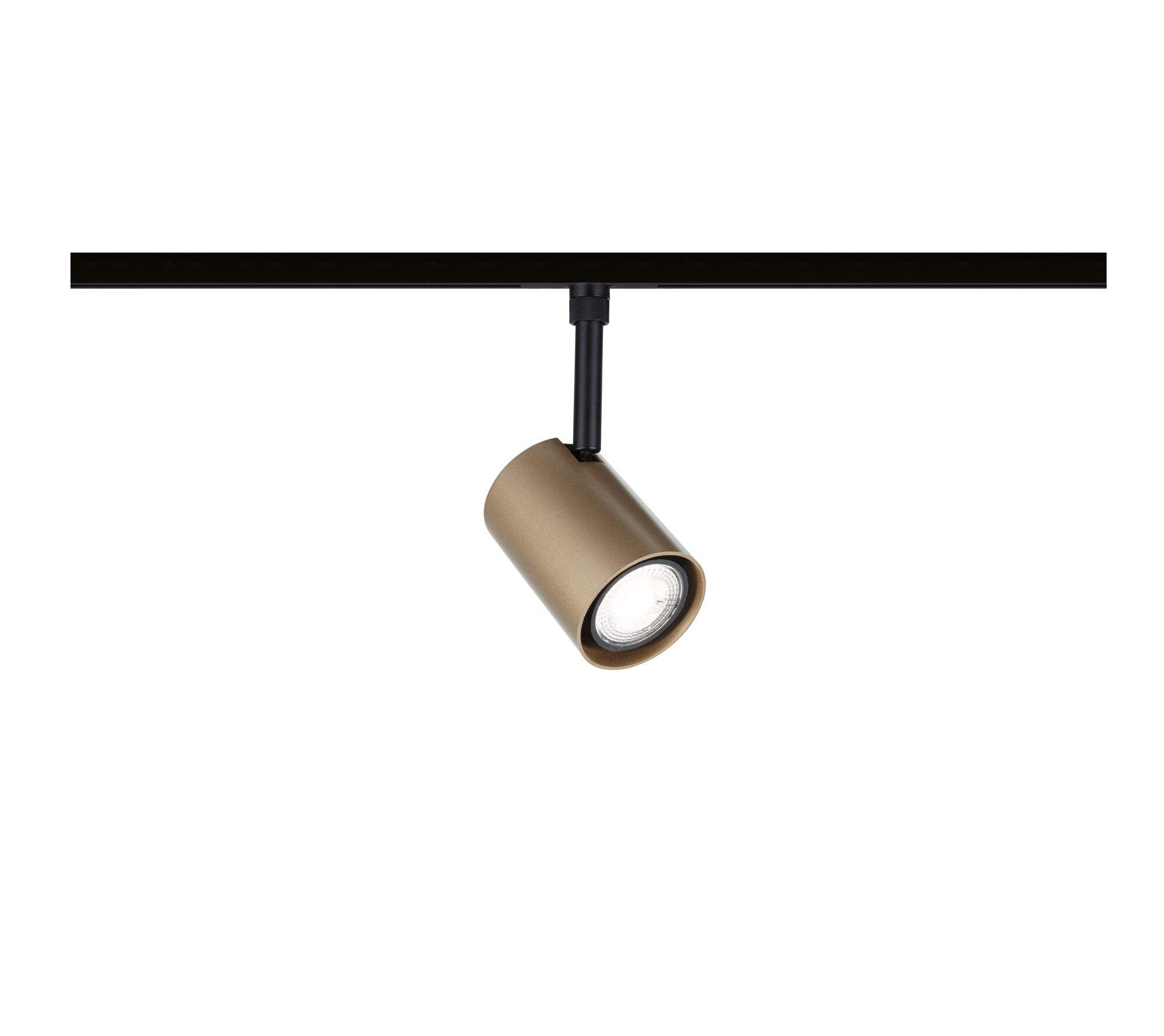 URail Schienenspot Luxe GU10 max. 10W dimmbar 230V Gold matt/Schwarz matt Moderner goldfarbener LED-Strahler aus Metall an schwarzer Schiene für Akzentbeleuchtung