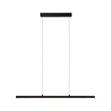Black metal LED pendant light with slim design for modern interiors and energy-efficient lighting