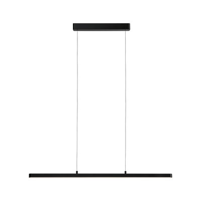 Black metal LED pendant light with slim design for modern interiors and energy-efficient lighting