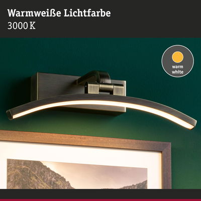 Gebogene LED-Wandleuchte aus gebürstetem Metall mit warmweißem Licht 3000K für Wohnräume