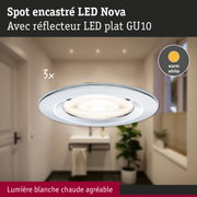 Spot encastré LED Nova avec réflecteur LED plat GU10 blanc pour lumière blanc chaud