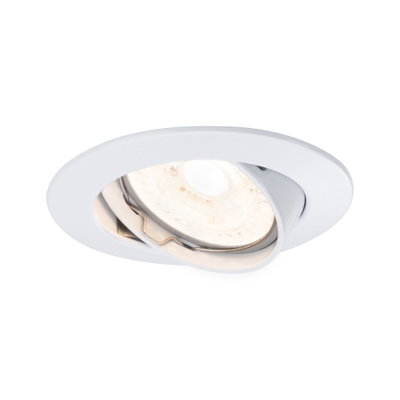 Weißer Einbaustrahler aus Metall mit schwenkbarem LED-Spot für flexible Raumbeleuchtung