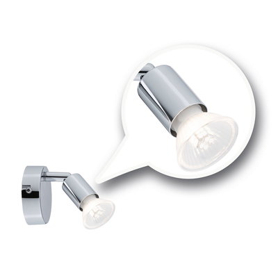 Applique murale LED chromée moderne avec spot orientable pour un éclairage ciblé intérieur