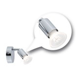 Modern chrome LED wall spotlight with adjustable head for targeted lighting in living spaces