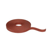 Rol bruin textielband met gestructureerd oppervlak voor kabelbeheer en bevestiging.