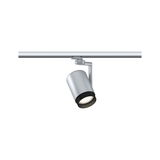 Modern silver metal LED spotlight on track system for flexible room lighting