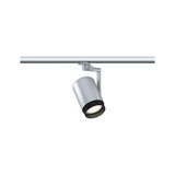 Moderner silberner LED-Schienenstrahler aus Metall mit schwarzem Rand für flexible Beleuchtung
