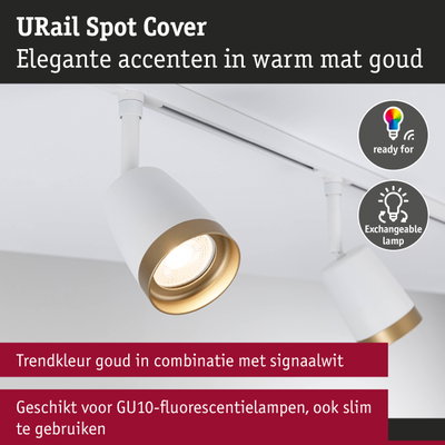 URail Spot Cover met mat gouden accent en wit ontwerp geschikt voor GU10 lampen