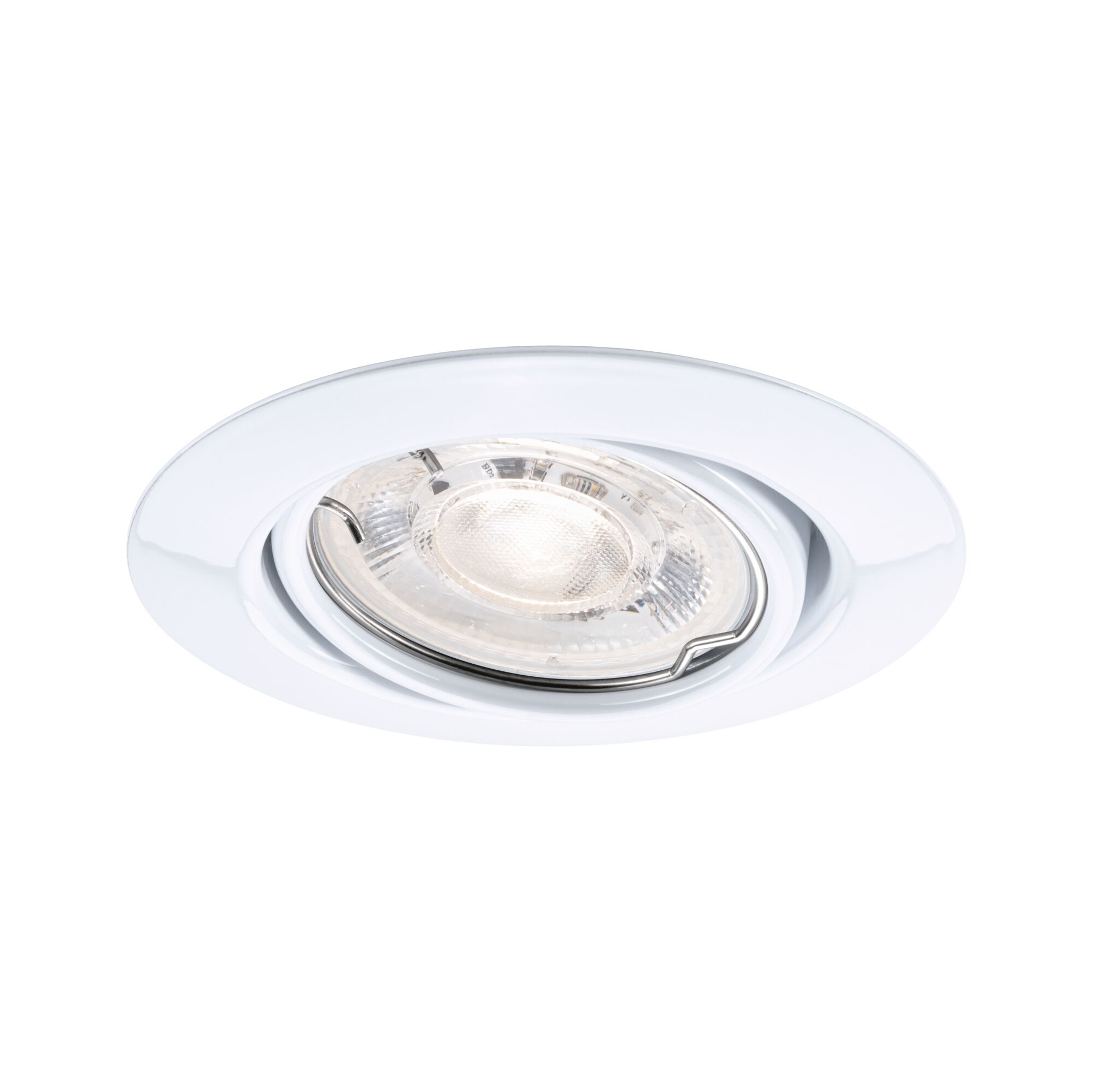 Weißer Einbaustrahler aus Metall mit klarem Glas und LED-Leuchte für moderne Innenbeleuchtung