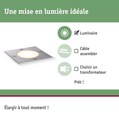 Spot encastré carré en acier inoxydable avec lumière blanche chaude pour éclairage moderne
